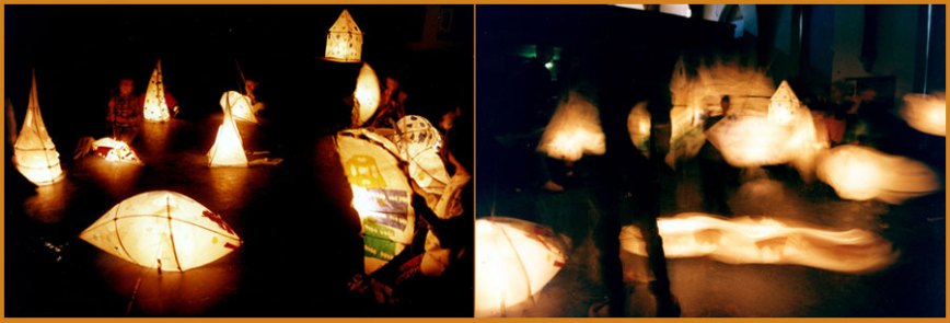 Lantern making workshop for local families in rural Somerset as part of the River Parrett Trail project