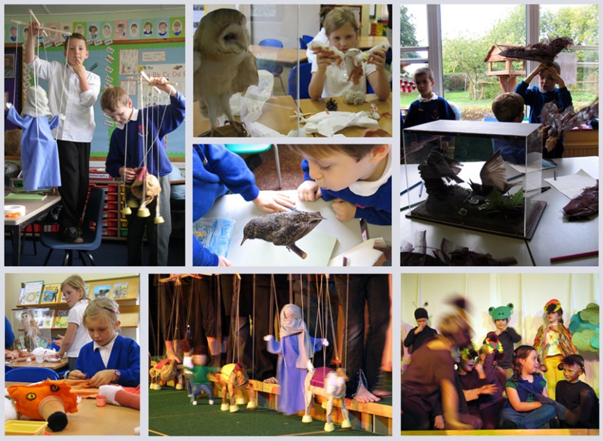 Drama and art workshops with a strong environmental theme in 3 rural schools in Somerset with performer and storyteller Michael Loader